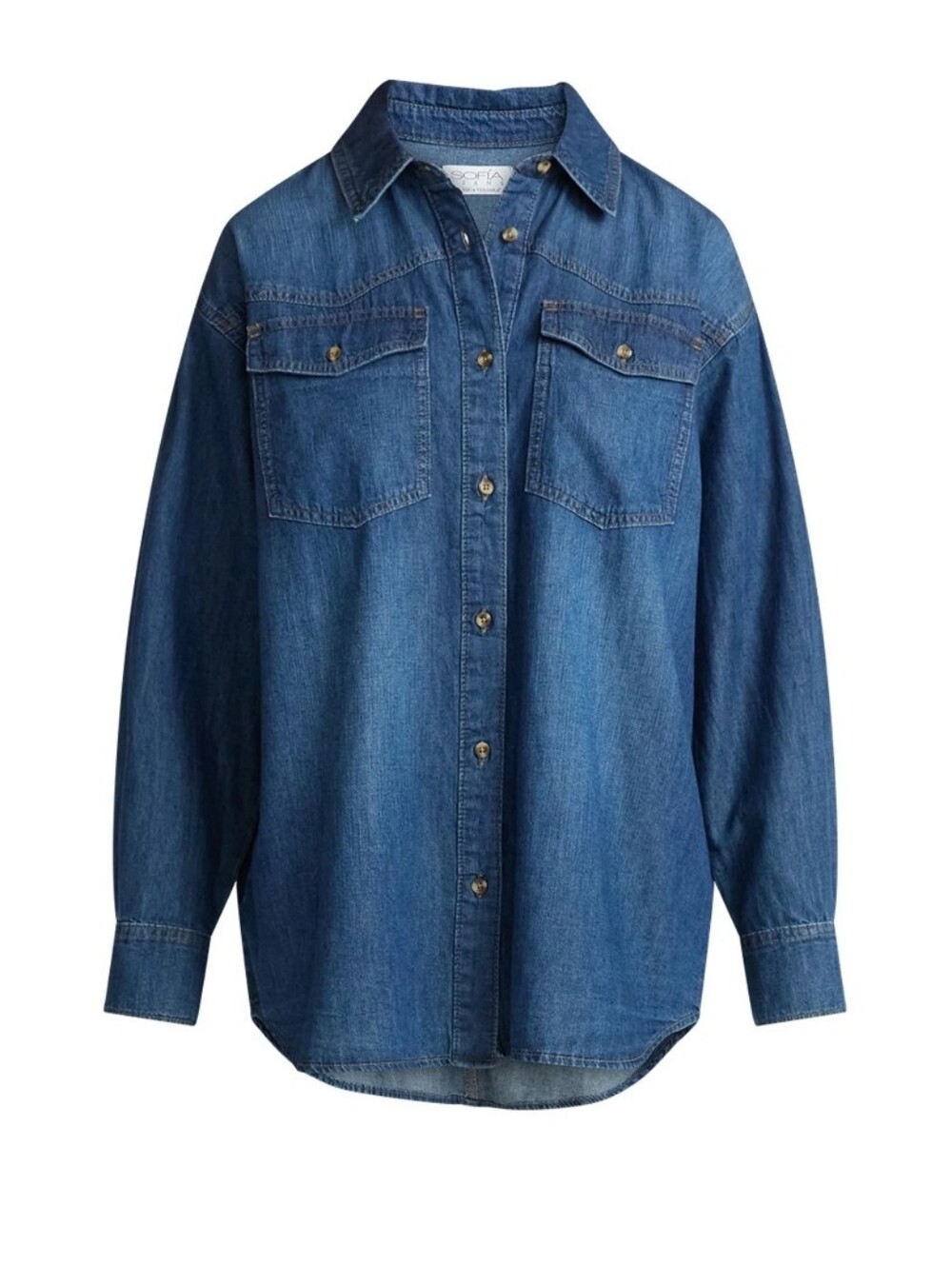 Sofia by Sofia Vergara Women's and Women's Plus Sofia Oversized Boyfriend Shirt